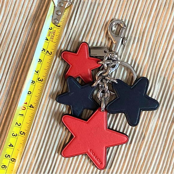 Coach Patriot Star Leather &Multi Metal Studs Bag Charm Key Chain America USA - Picture 3 of 4